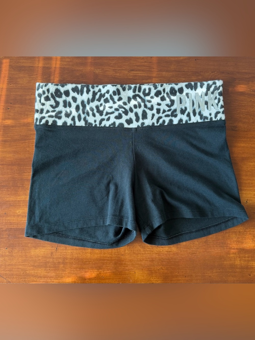 PINK Victoria's Secret Black Leopard Yoga Shorts XS